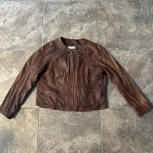 Preston And York Soft Brown Zip Up Lambskin Leather Jacket Women’s Size XL
